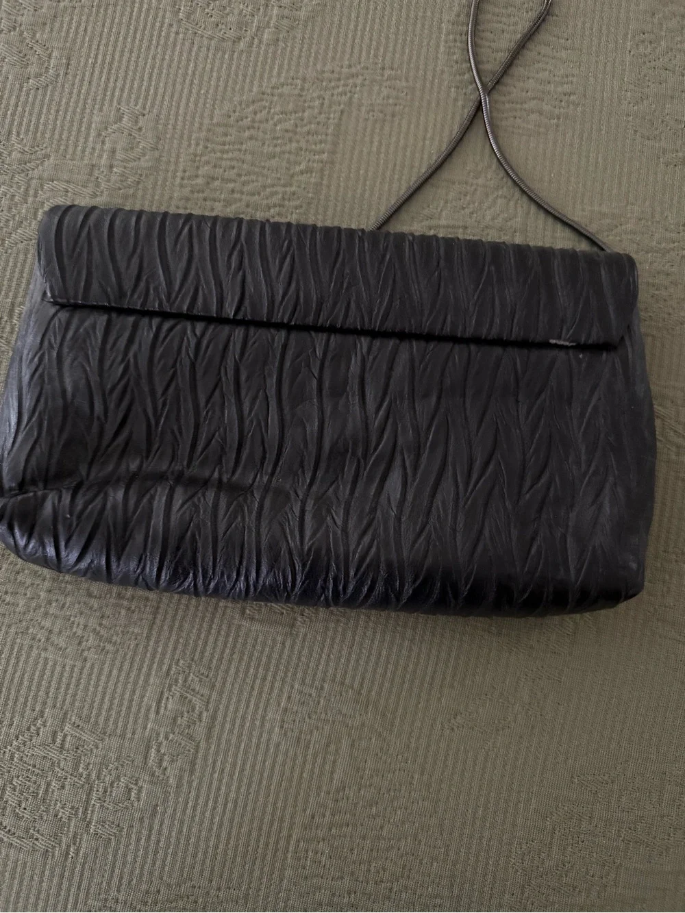 Kate Landry Dark Grey Textured Chain-Handle Clutch
